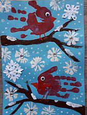 Wintervögel mit Schneeflocken von Hannes F. Jakob F.